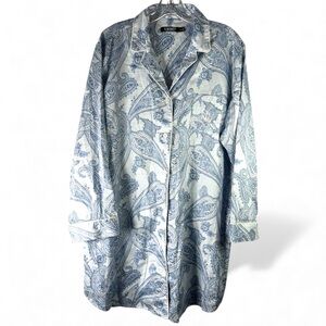 Ralph Lauren LRL House Dress Womens XL Sleep Shirt Pajamas Blue White Paisley
